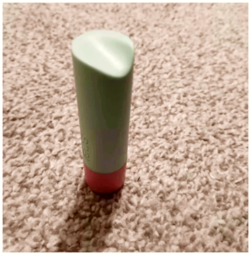 Angle view of my eos stick lip balm.