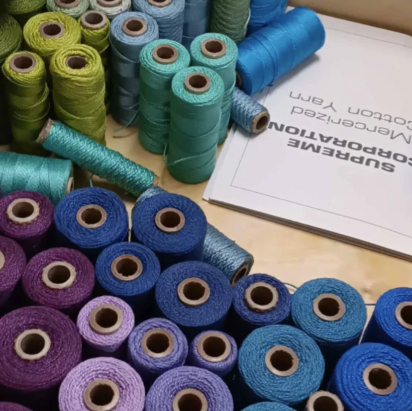 Multiple colors of soft cotton threads.